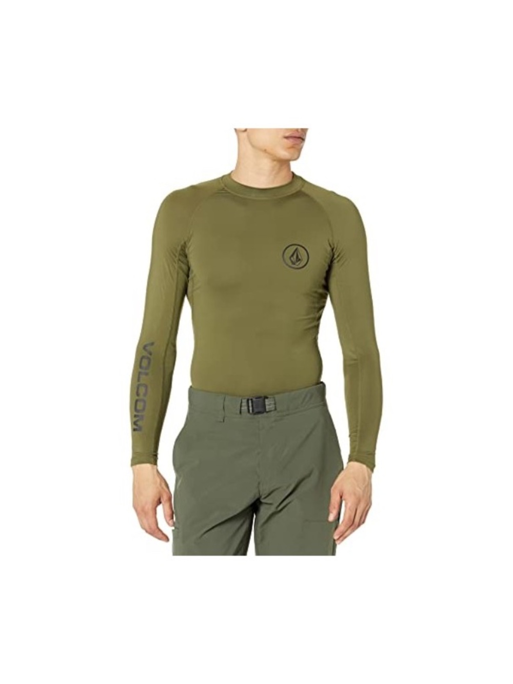 NWT men's XL Volcom Lido Solid LS Rash/thrash Guard military green 50+ UV